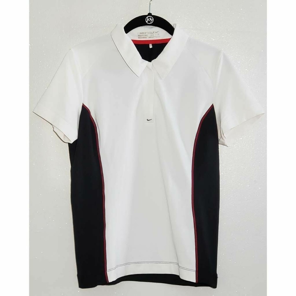 Nike Golf Dri Fit Womens 1/4 Zip Polo Shirt White Black Colorblock Stretch S 4-6